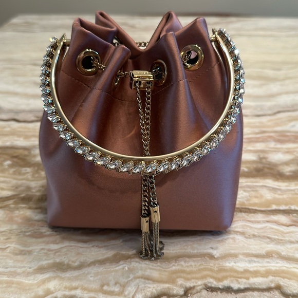 Jimmy Choo Handbags - Jimmy Choo Crystal Handle Satin Bon Bon